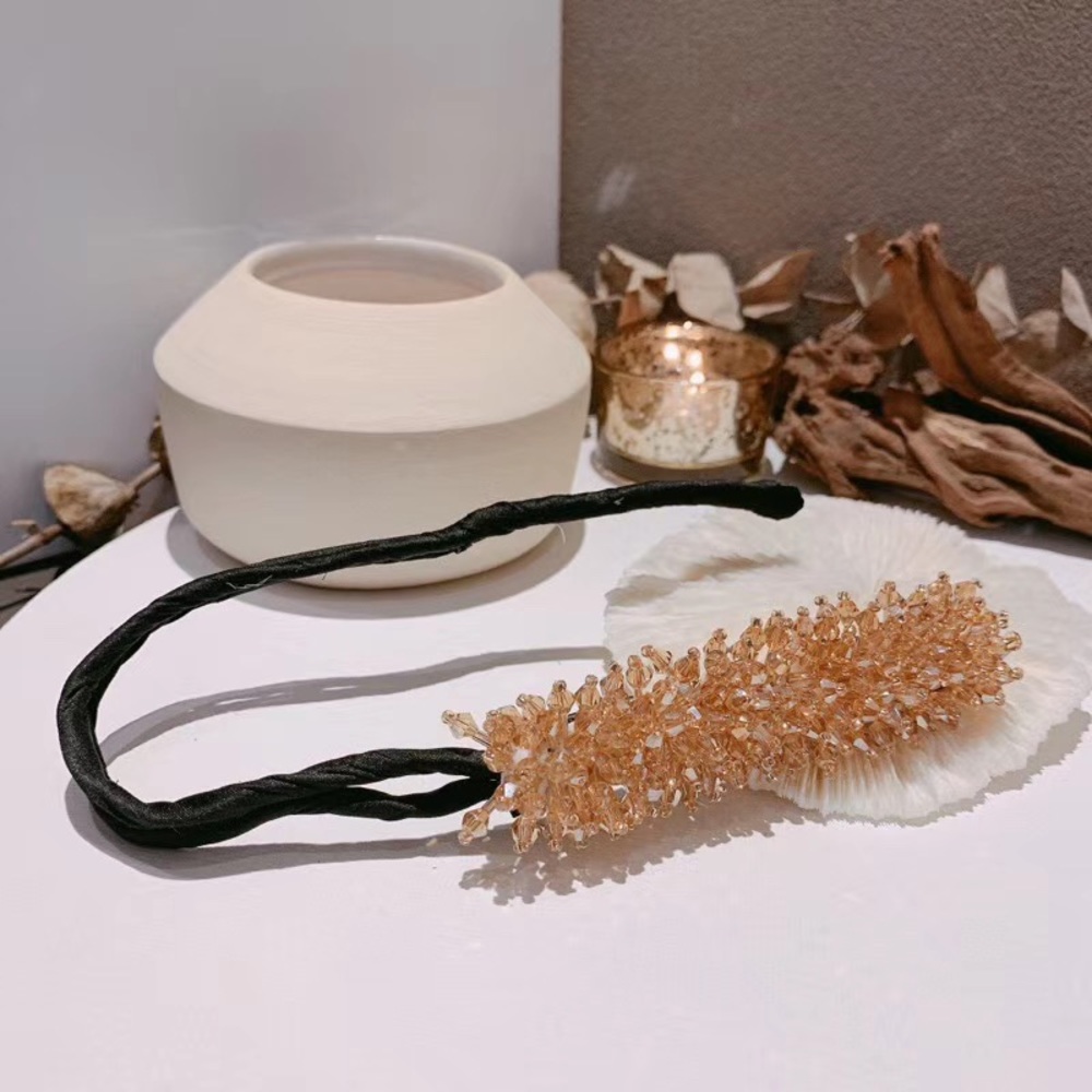 beaded hair tie in crystal champagne color